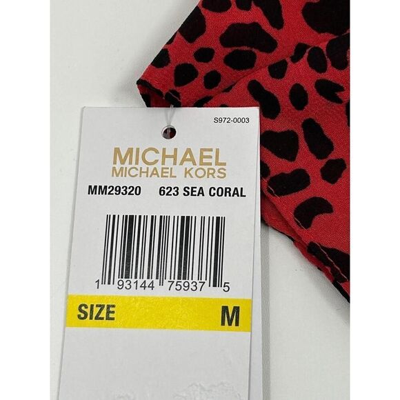 NWT MICHAEL Michael Kors MM29320 Animal Print Sheer Shirt Dress Button Front Med - Picture 9 of 10